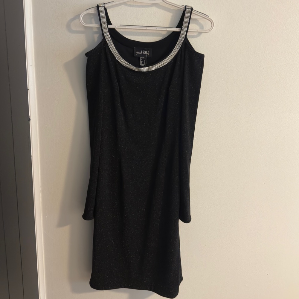 Joseph Ribkoff Black Shimmer Dress with Neckline Cut-Out NWT